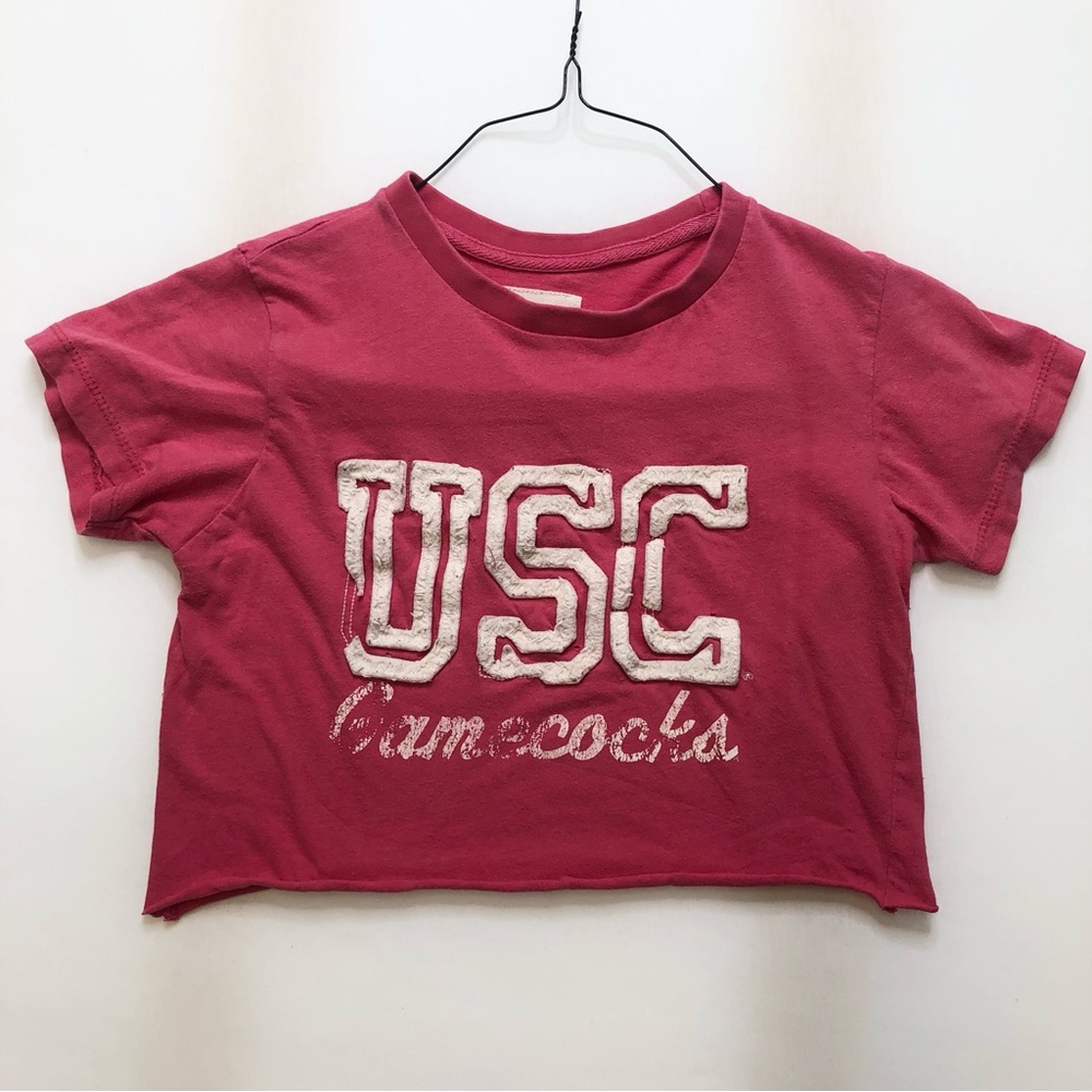 Press box USC Gamecocks Pink Distressed Crop Top M